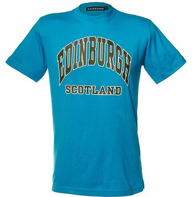 Harvard Style T Shirt With Edinburgh Text In Sapphire Blue Size 2XL