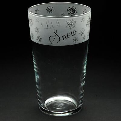 Christmas Pint Glass Let It Snow Sandblast Festive Beer Drink Tumbler Gift Animo