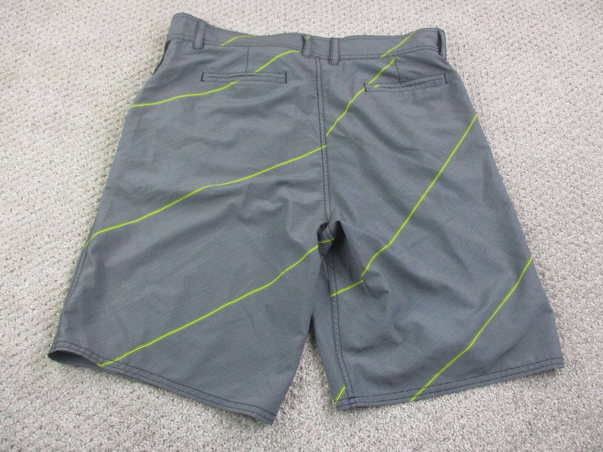 Adidas Hybrid Shorts Mens 36 Gray Neon Striped Bathing Suit Trunks