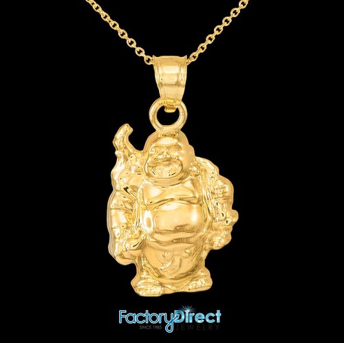 Gold Laughing Buddha Pendant Necklace - Foto 1 di 7