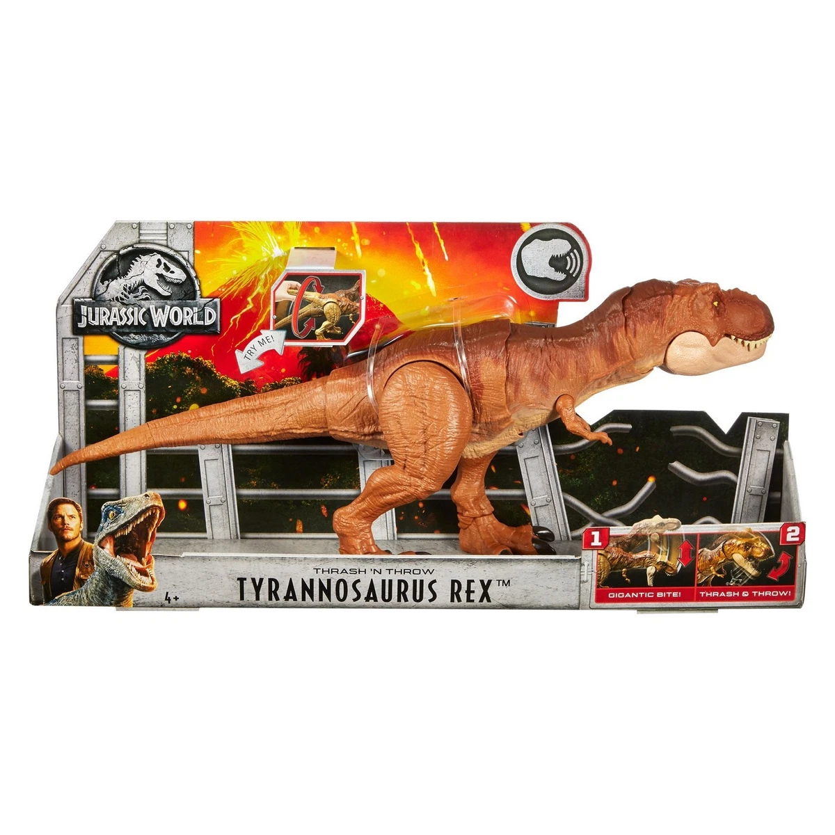 Jurassic World THRASH N THROW TYRANNOSAURUS REX T-REX FIGURE