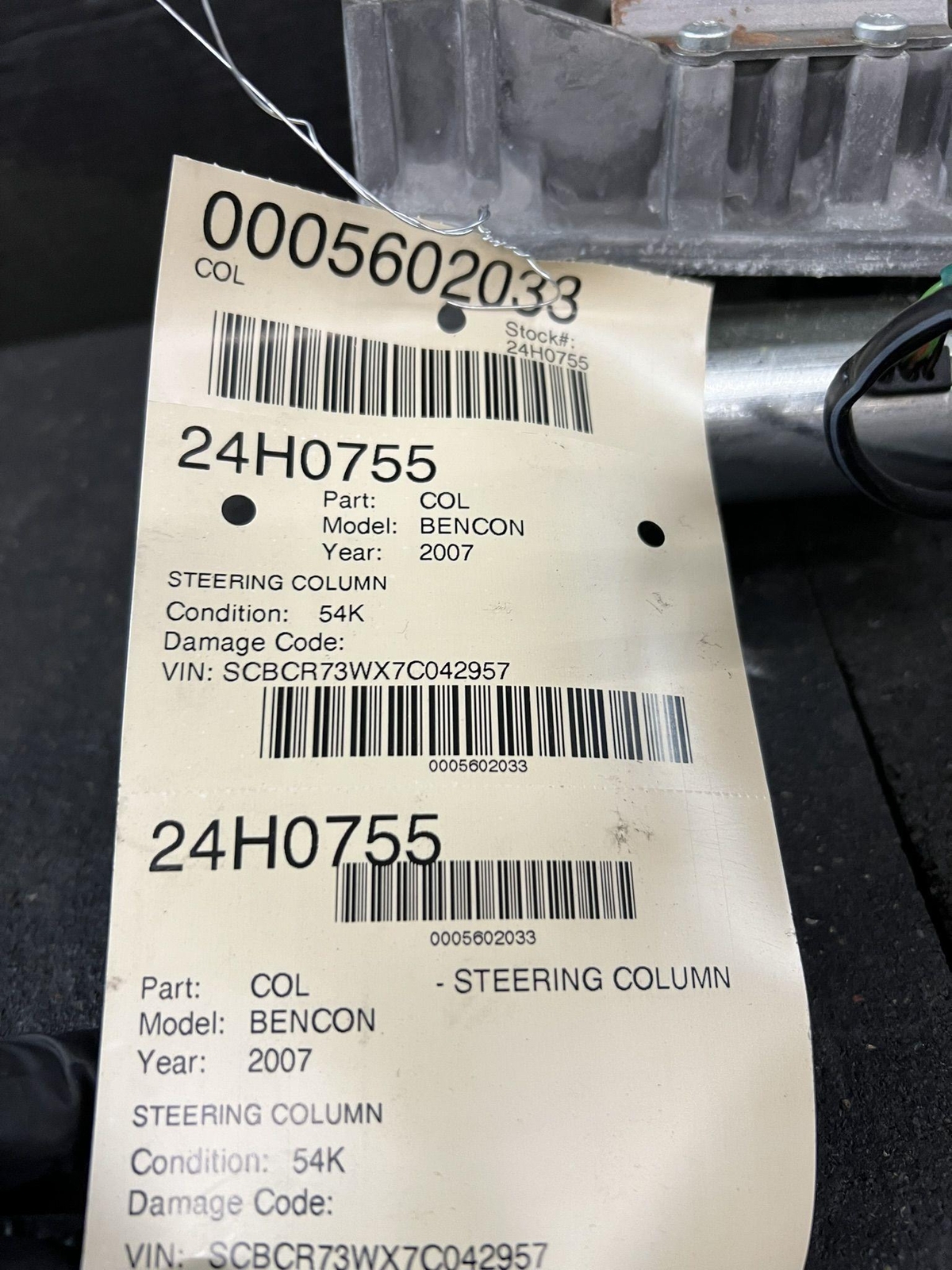 03-12 BENTLEY CONTINENTAL STEERING COLUMN ID 3W0419501L