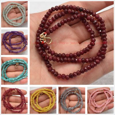 Fashion 2x4mm Multicolor Gemstone Rondelle Gemstone Necklace 16-26'' 14K Clasp