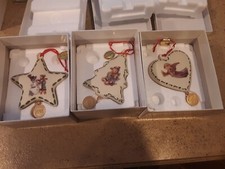 M.J. Hummel Annual Christmas Ornaments Lot of 3 Porcelain, Yrs. 2005-2006-2007