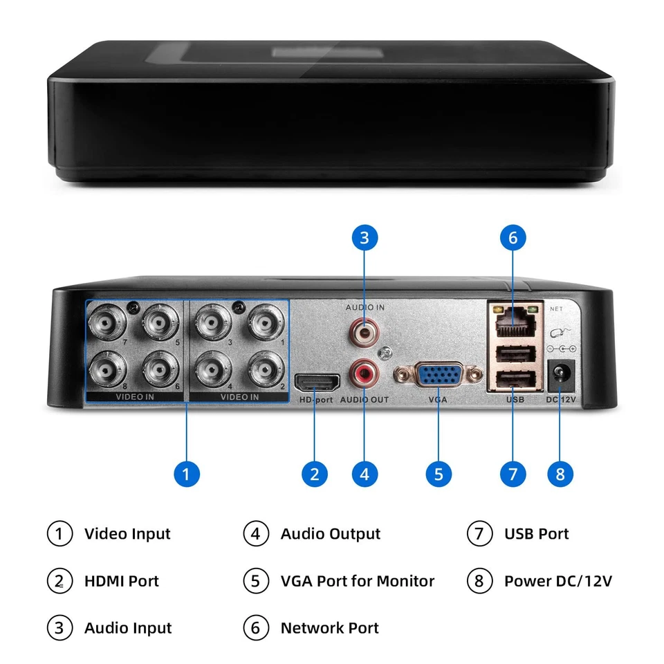 8CH H.265+ 5MP Lite DVR 1080P Outdoor CCTV Home Security Camera System +1TB HDD - Image 4 of 4