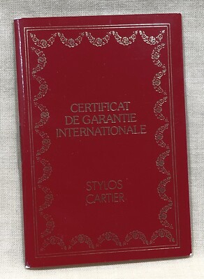 CARTIER BLANK Pen Stylo Guarantee Certificate Roadster Le Must Garantie OEM /