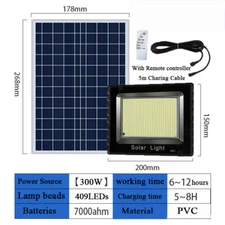 LED Solar Flood Light Security Spot Wall Yard Outdoor Street Lamp Remote Control