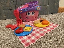 Leapfrog Shapes and Sharing Picnic Basket Pink TESTED WORKS Preschool