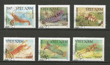 Viét Nam 1991 les crustacés crevette Y&TN°1197 à 1202 6 timbres oblitérés /T8466