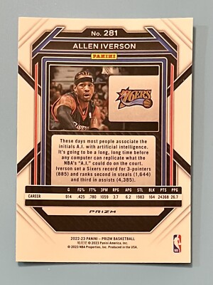 2022-23 Panini Prizm Allen Iverson Silver Prizm #281 2022-23 Panini Prizm Allen Iverson Silver Prizm #281