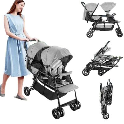 Geschwisterwagen klappbar Kinderwagen Zwillingswagen Zwillingsbuggy Baby Buggy