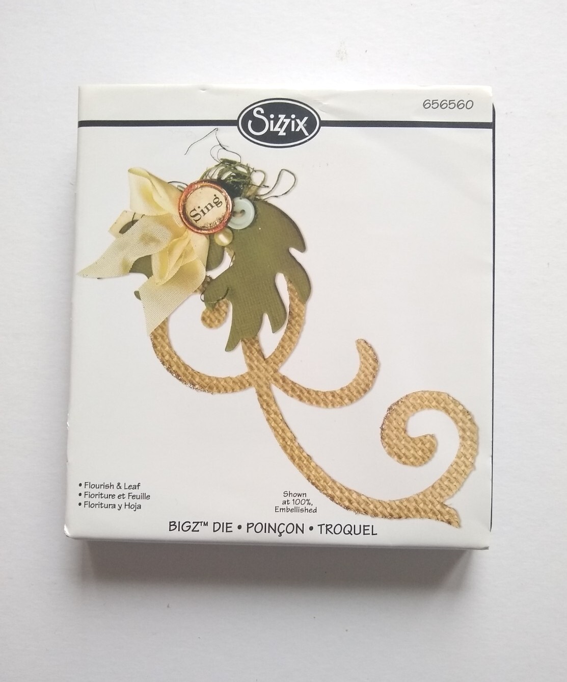 Sizzix Bigz Die Flourish & Leaf 656560 Cuts Felt Fabric Card  Discontinued Rare
