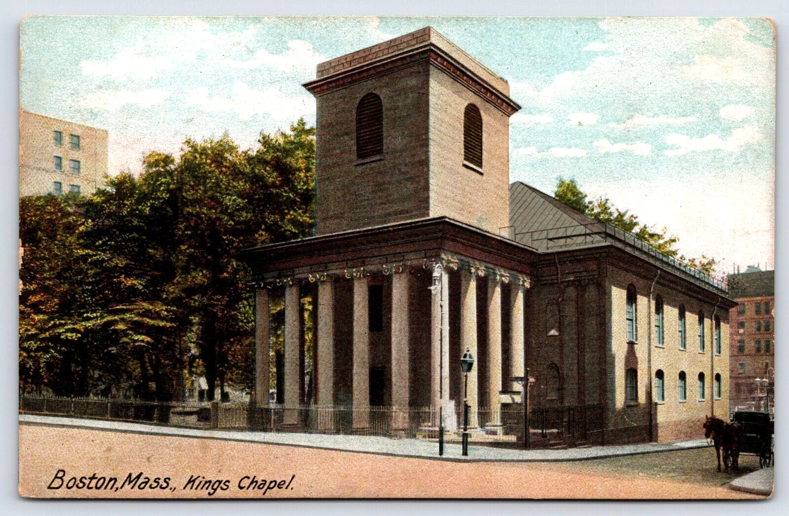 Original Old Vintage Antique Postcard Image King's Chapel Boston Massachusetts