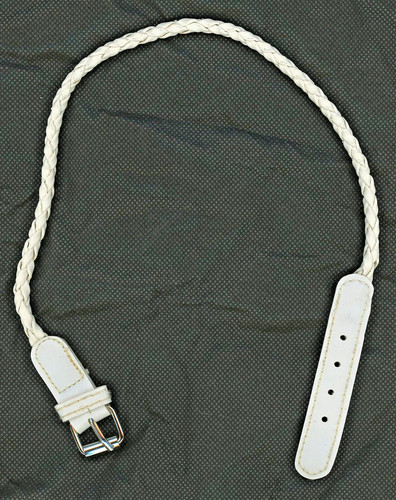White Braided Leather Necklace Bracelet, 14 3/4" to 16" Belt Style Design 1/8" W