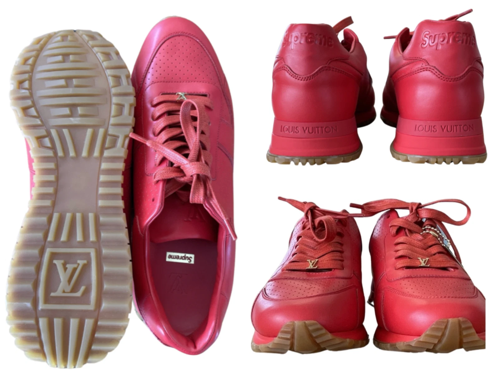 Baskets Louis Vuitton x Supreme Ny cuir rouge runaway chaussures baskets