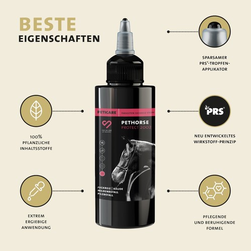 Peticare Anti-Parasiten Mittel für Pferde | gegen Milben Flöhe Pilze | 100 ml - Bild 4 von 8