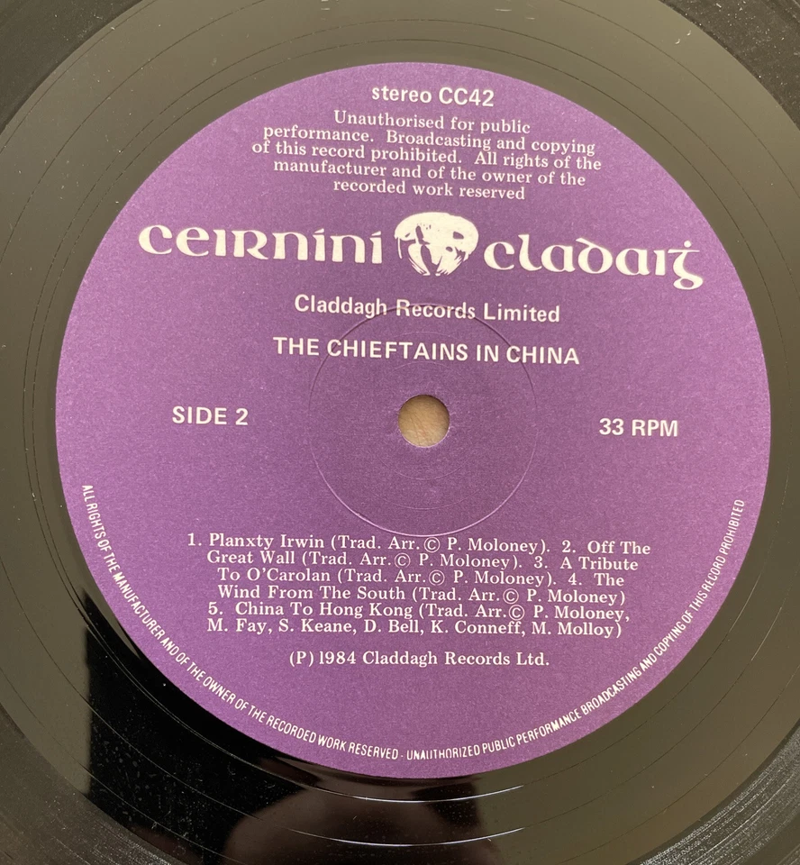 The Chieftains In China - Irish vinyl LP gatefold sleeve Claddagh CC42 1984 EX - Image 4 of 4