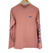Aftco Aftech T Shirt Size Small Mens Pink Fishing Stretch Solid Long Sleeve Tee