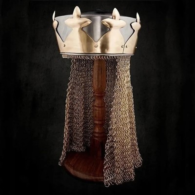 Monty Python King Arthur Helm, Rüstungshelm mit Av Entail, Kettenhemdhelm
