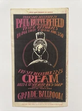 1967 Paul Butterfield, Cream, MC-5 , GRANDE BALLROOM Postcard