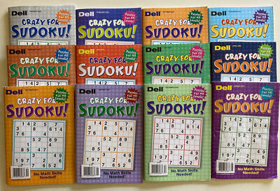 Lot of 8 Dell Crazy for Sudoku Puzzle Books Easy-Super Challenger UNSORTED MIXED