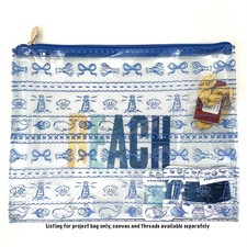 Penny Linn Lg Project Bag 15 x 13 Clear Nantucket Coastal Reverie Blue Print