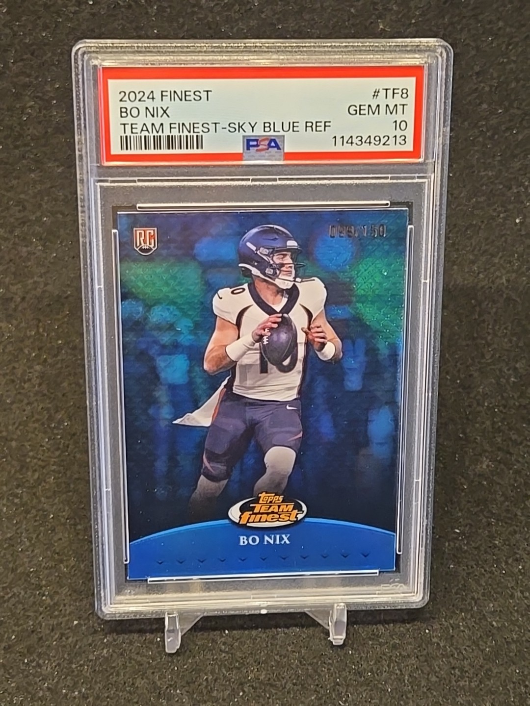 Bo Nix Topps Finest Team Finest #TF8 Sky Blue Refractor