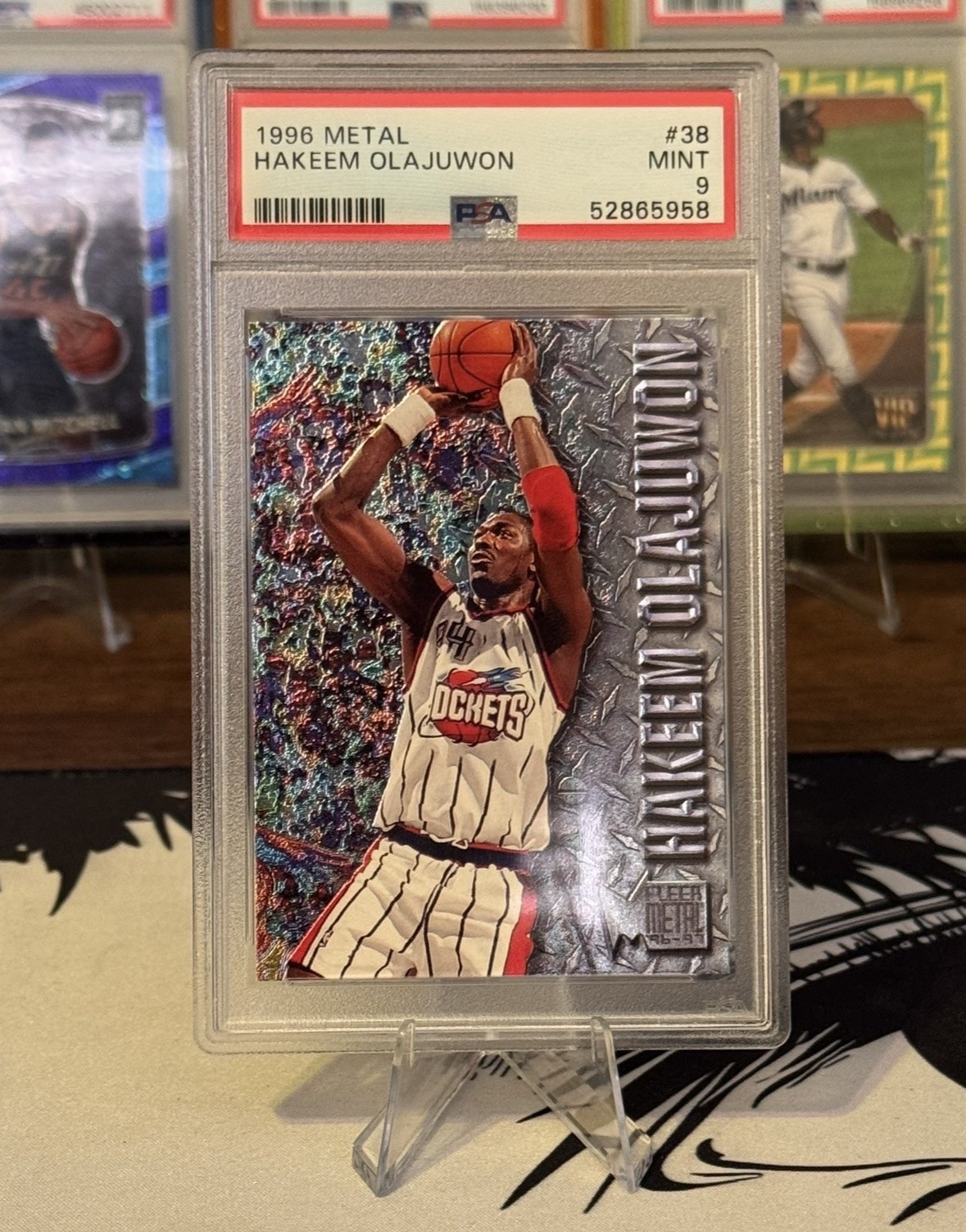 1996 METAL #38 HAKEEM OLAJUWON PSA 9
