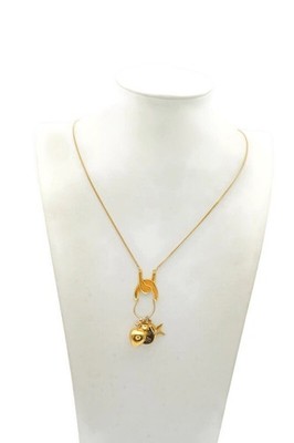 Vintage Monet Necklace Gold Tone Charm Holder 30''