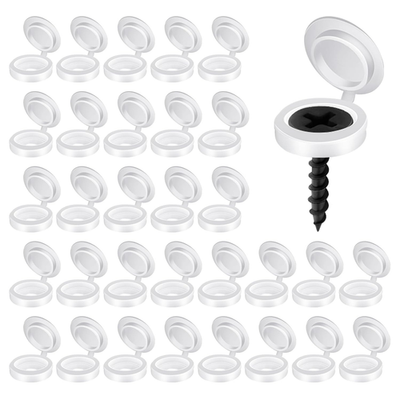 #ad #ad 200Pcs Plastic Hinged Screw Cover Caps Shutter Screw Caps White Snap Washer Co $11.82