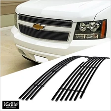 Fits 2007-2014 Chevy Tahoe Suburban Avalanche Black Billet Grille Grill Insert