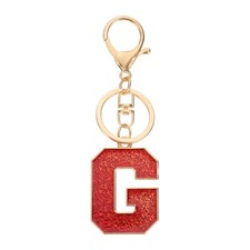 Initial Letter Keychain, A-Z Alphabet Keyring Letter g Metal Key Chain, Red