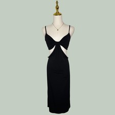 ambiance strappy black midi dress dainty minimalist coquette club Y2K chic goth