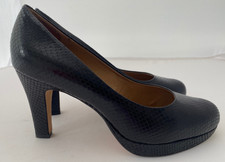 CLARKS ANIKA KENDRA BLACK SNAKESKIN PLATFORM HIGH HEELS, UK SIZE 8 E (WIDE) 42