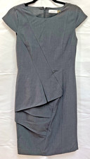CALVIN KLEIN Career Casual Sheath Dress Gray Size 4 Cap Sleeve Layered Stretch