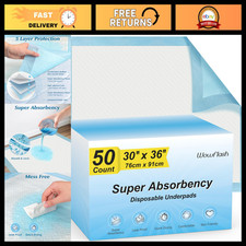 50 Count Super Absorbent Disposable Underpads 30  x 36  for Incontinence Care
