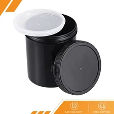 2Pack Empty Plastic Paint Pail 0.26 Gallon/1000mL Seal Storage Container Black