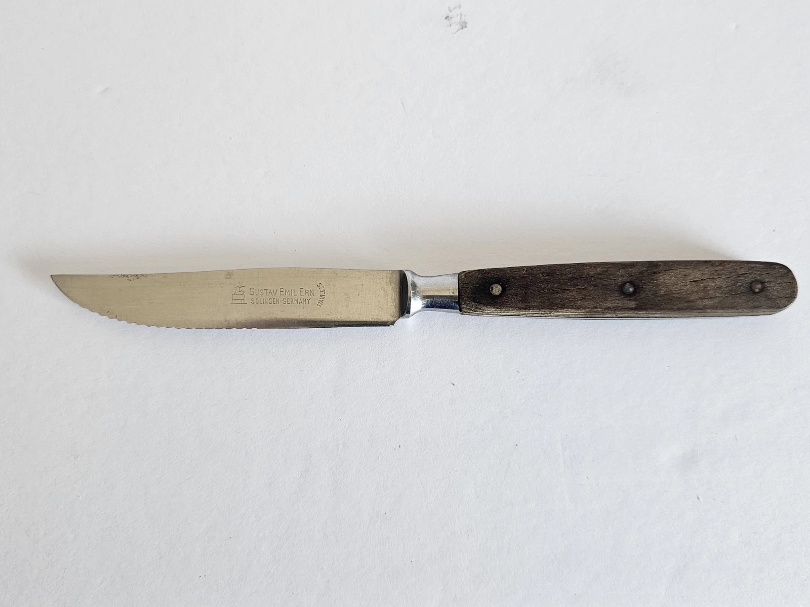 Vintage Gustav Emil Ern Solingen Germany Stainless Steel Serrated Steak Knife