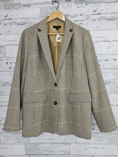 Ann Taylor Women 12 Glen Plaid Blazer Neutral Tones Beige Academia