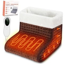Foot Warmer Under Desk - Electric Heating Pad for Women Men, Feet Brown