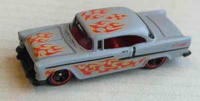 Hot Wheels 1955 Chevy Chevrolet mattgrau Flammen Flames Oldtimer Mattel HW ´55