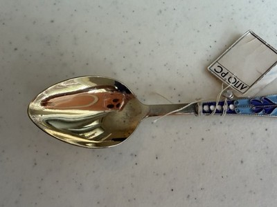 Vintage USSR 916 Silver Enamel Spoon Set of 6 with Tags | eBay