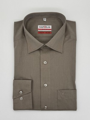 Marvelis Langarm Hemd Slim Fit Grau mit Brusttasche 4704-64-57 E8K