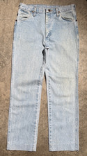 Vintage USA Made Wrangler Jeans 31x28 Light Wash Cowboy Western Denim 80s 90s