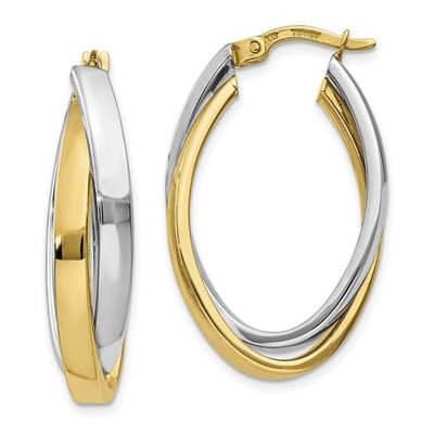Ausgefallene Creolen 10 Karat bicolor Gold ovale Form 3,61 gm