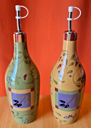Debby Segura Signature Housewares Olivia Olive Oil & Vinegar Jars Drizzle Spouts
