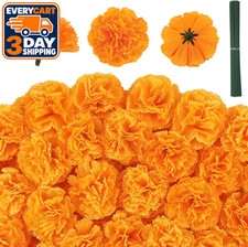 JMUQ 200Pcs Artificial Marigold Flowers, 2inch Silk Marigolds with Stems, Orange