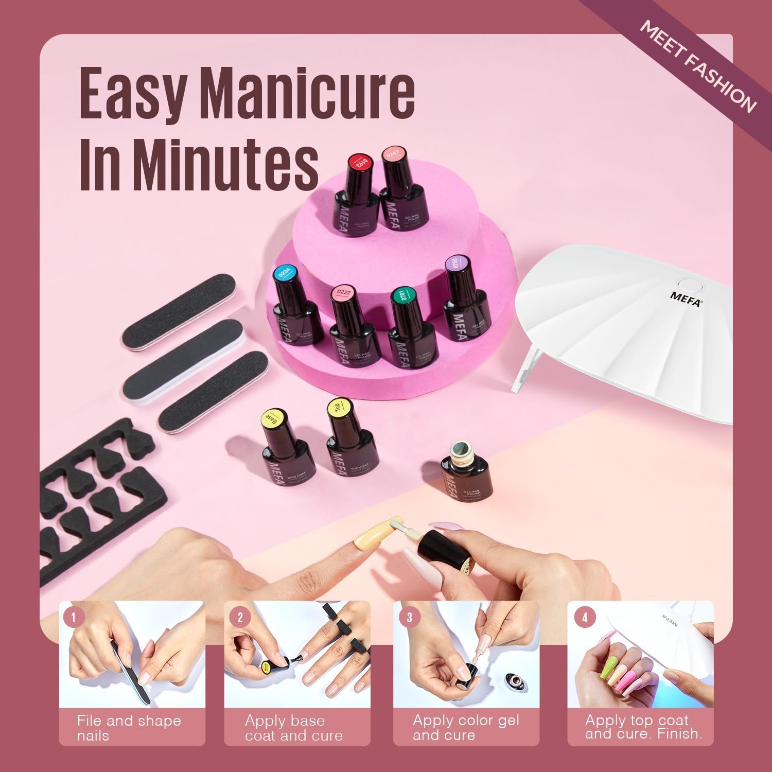 19 Pcs Gel Nail Polish Kit with U V Light, 12 Colors Fall Gel Nail Polish Set...