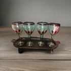 Vintage Mexican Hand Blown Wine Goblets Red Rim Chili Pepper Set of 4 Heavy — photo 2