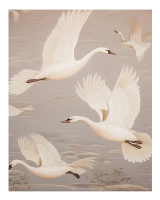 Elegant Swan Flight Poster Wall Art - Serene Nature Decor Home Decor